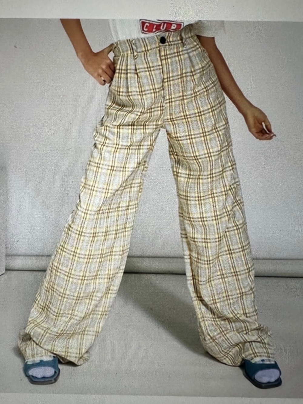 VRG GIRL Wide Leg Plaid Pants size 10